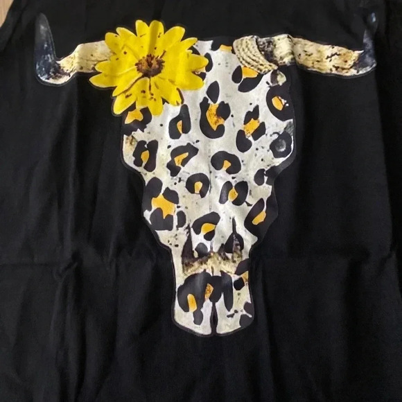 🆕Sunflower Leopard Steer Skull Tank S🆕 - Picture 5 of 5